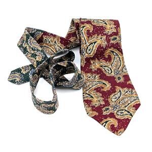 Vintage Tommy Hilfiger Silk Tie Paisley 90s Y2K Preppy Retro Ornate Crest Label